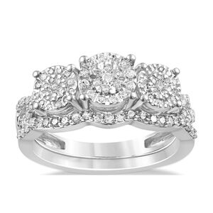 1/2 CT. T.W. Diamond Bridal Set in Sterling Silver size 7